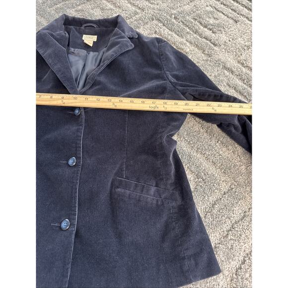 LL Bean Corduroy Blazer Jacket Womens 14 Reg Navy 3 Button - Picture 9 of 10